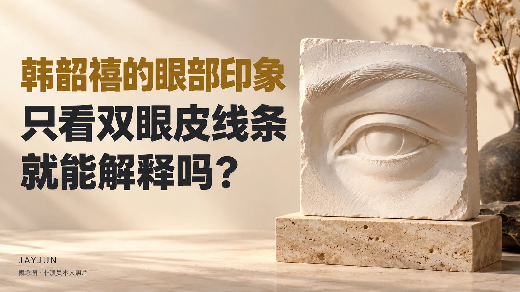 眼部参考咨询的标题与无关演员的眼周石膏雕塑概念图